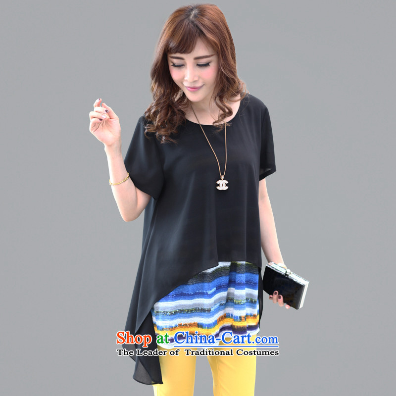 The lymalon lehmann spring and summer 2015 new product codes for women leave two in long short-sleeved T-shirt chiffon relaxd 1305 Black 5XL, Lehmann Ronnie (LYMALON) , , , shopping on the Internet