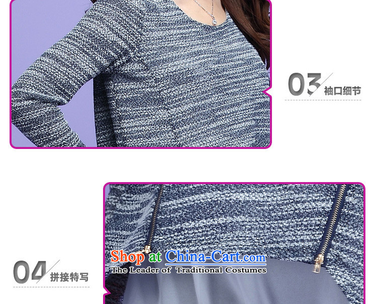 Xl Women 2015 Spring new stylish Korean Sau San video thin knitwear stitching chiffon long-sleeved shirt leave two dress thick person dresses blue 3XL to large coal pictures, price 155-170, brand platters! The elections are supplied in the national character of distribution, so action, buy now enjoy more preferential! As soon as possible.