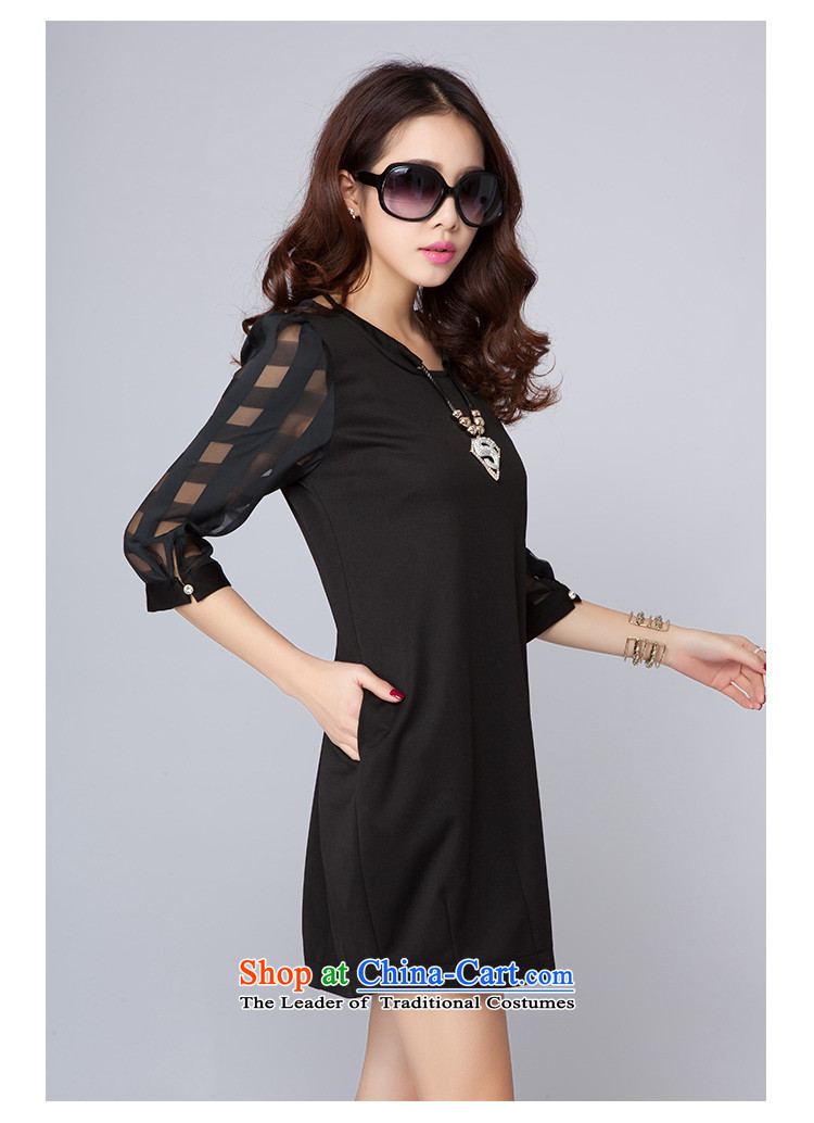 Szili Clinton larger women 2015 spring/summer load new mm thick stylish stitching loose gentlewoman lanterns dresses to look for the graphics in Korea thin even turning black skirt cuff XXXXL picture, prices, brand platters! The elections are supplied in the national character of distribution, so action, buy now enjoy more preferential! As soon as possible.