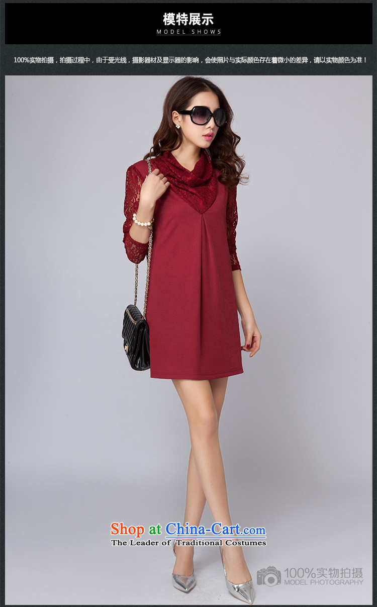 Szili Clinton larger female spring 2015 new thick mm trendy licensing temperament lace stitching long-sleeved dresses ad to Sau San video thin Korean skirt he wine red L picture, prices, brand platters! The elections are supplied in the national character of distribution, so action, buy now enjoy more preferential! As soon as possible.
