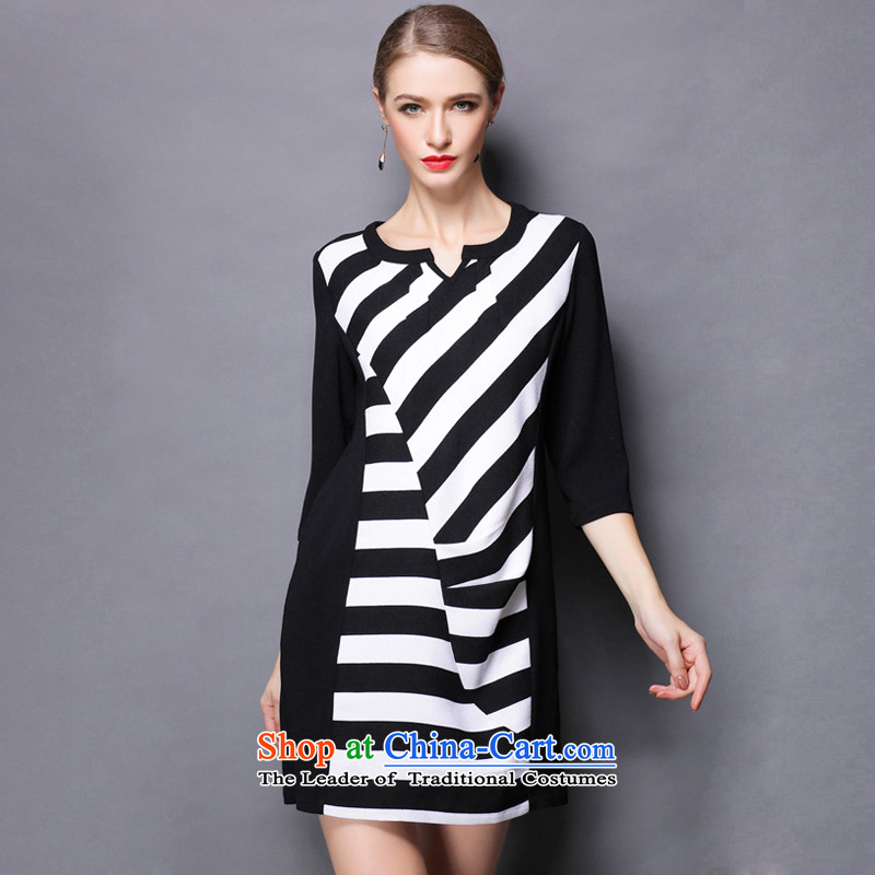 Of the Yucca honey xl thick MM THIN autumn replacing large video code women knocked stripe spell a series of dresses ZZ1811 3XL(150 black catty - 164 catties wearing) Yucca honey , , , shopping on the Internet