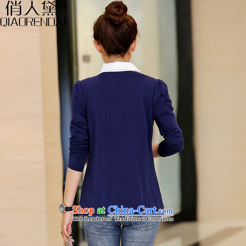 For the Korean People Diana Lady's spring 2015 new leave two solid color stitching knitted shirts for people upstairs XXL, GREEN (QIAORENDAI) , , , shopping on the Internet