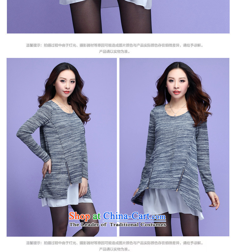 Payment on delivery to xl leisure short skirts Korea long-sleeved Pullover leave two kits chiffon spell a series of dresses knitting cheongsams won belly relaxd dress shirt, blue m 3XL thick approximately 160-175 catty picture, prices, brand platters! The elections are supplied in the national character of distribution, so action, buy now enjoy more preferential! As soon as possible.