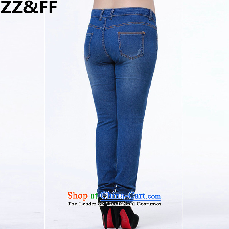 Install the latest Autumn 2015 Zz&ff) XL women 200 catties thick MM jeans and skinny legs pencil trousers graphics Korean female blue XL,ZZ&FF,,, shopping on the Internet
