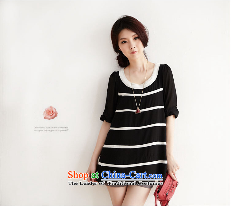 2015 Summer missdonut large new products to increase women's code thick mm loose in Korean long streaks chiffon shirt black large number of pictures, prices, 3XL brand platters! The elections are supplied in the national character of distribution, so action, buy now enjoy more preferential! As soon as possible.