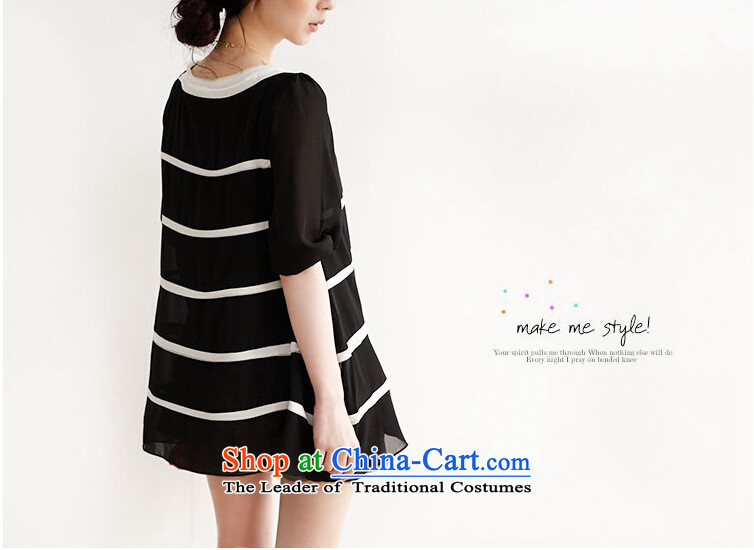 2015 Summer missdonut large new products to increase women's code thick mm loose in Korean long streaks chiffon shirt black large number of pictures, prices, 3XL brand platters! The elections are supplied in the national character of distribution, so action, buy now enjoy more preferential! As soon as possible.