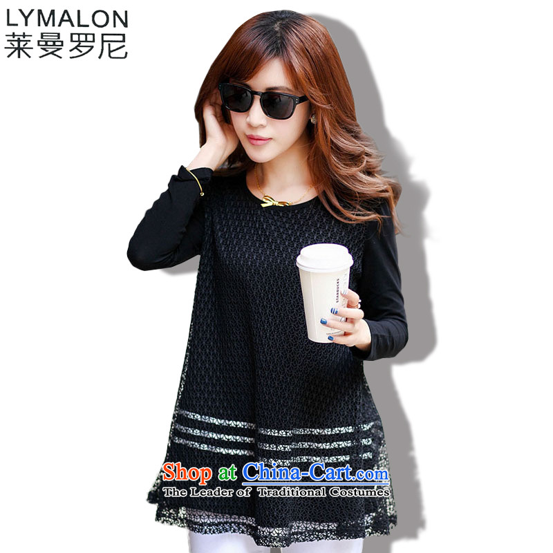 The lymalon lehmann thick, Hin thin 2015 autumn the new Korean version of large numbers of female false two long-sleeved shirt loose lace mm9371 thick blue M Lehmann Ronnie (LYMALON) , , , shopping on the Internet