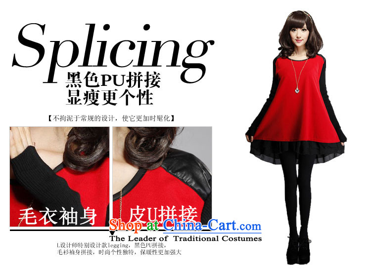The royal eagle 2015 autumn and winter New Women Korean thick sister large relaxd dress chiffon stitching long-sleeved dresses Z016 XXXL(. Suitable for 145-160 red coal) Picture, prices, brand platters! The elections are supplied in the national character of distribution, so action, buy now enjoy more preferential! As soon as possible.