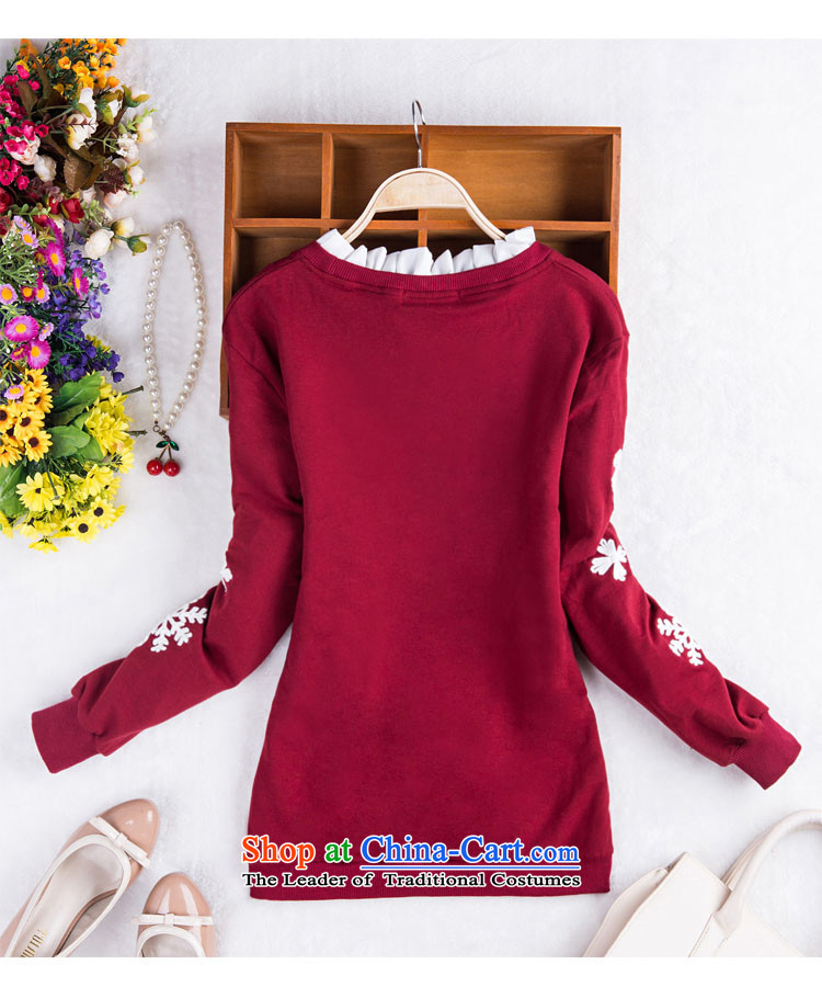 Install the latest Autumn 2015 Zz&ff) to increase the number of female 200mm thick Korean catty stitching embroidery large Fat MM Sau San T-shirt female wine red XXXL(160-200 catty) Picture, prices, brand platters! The elections are supplied in the national character of distribution, so action, buy now enjoy more preferential! As soon as possible.