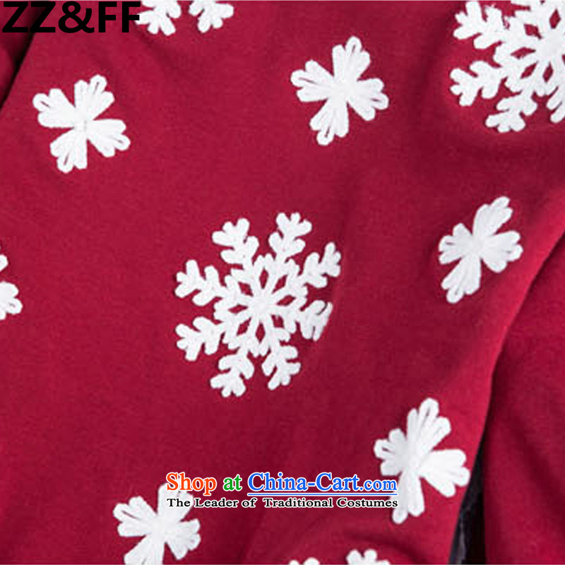 Install the latest Autumn 2015 Zz&ff) to increase the number of female 200mm thick Korean catty stitching embroidery large Fat MM Sau San T-shirt female wine red XXXL(160-200 catty ),ZZ&FF,,, shopping on the Internet