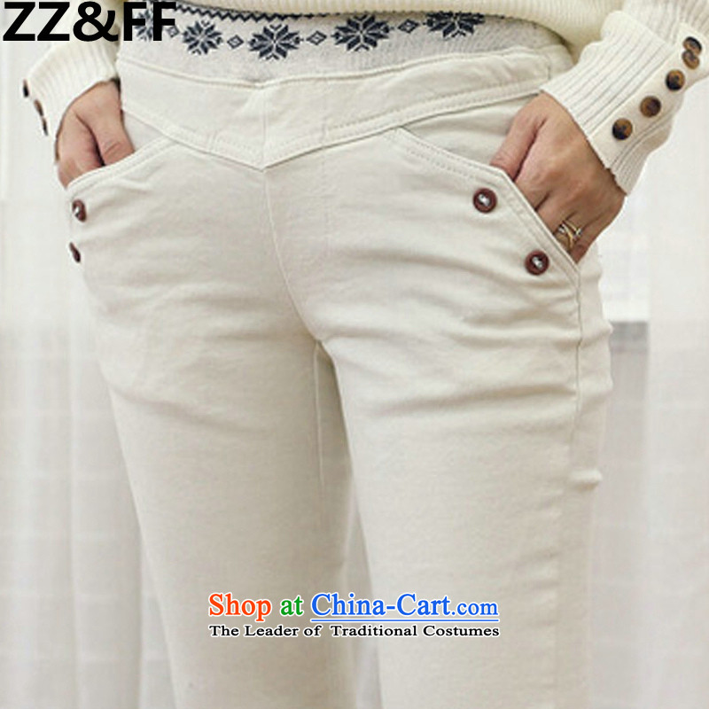 Install the latest Autumn 2015 Zz_ff_ to increase the number of female 200MM thick Korean catty elastic waist Fat MM larger female whiteXXXL Jeans