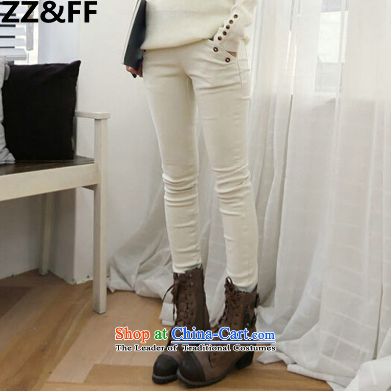 Install the latest Autumn 2015 Zz&ff) to increase the number of female 200MM thick Korean catty elastic waist Fat MM larger jeans female white XXXL,ZZ&FF,,, shopping on the Internet