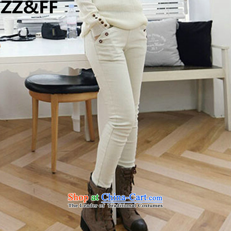 Install the latest Autumn 2015 Zz&ff) to increase the number of female 200MM thick Korean catty elastic waist Fat MM larger jeans female white XXXL,ZZ&FF,,, shopping on the Internet
