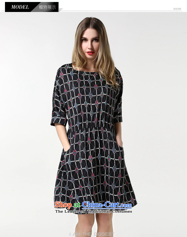 Rui Mei to to increase the number of women 2015 Autumn new thick mm Foutune of video thin retro latticed round-neck collar 7 cuff dresses 1881 Black 3XL picture, prices, brand platters! The elections are supplied in the national character of distribution, so action, buy now enjoy more preferential! As soon as possible.