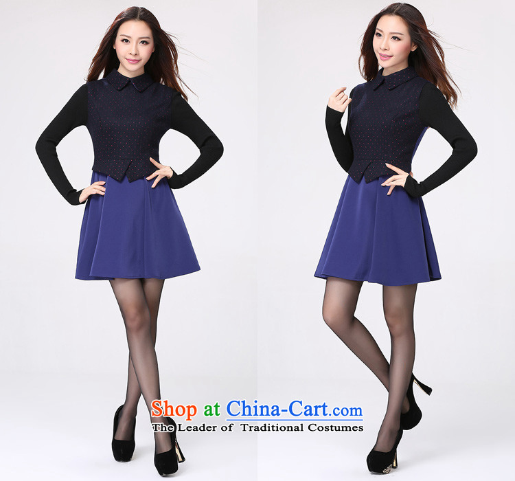 C.o.d. xl new boxed Korean autumn OL commuter dresses dot suit long-sleeved lapel video thin package skirt expertise vocational m lady dark blue skirt around 130-145 XL catty picture, prices, brand platters! The elections are supplied in the national character of distribution, so action, buy now enjoy more preferential! As soon as possible.