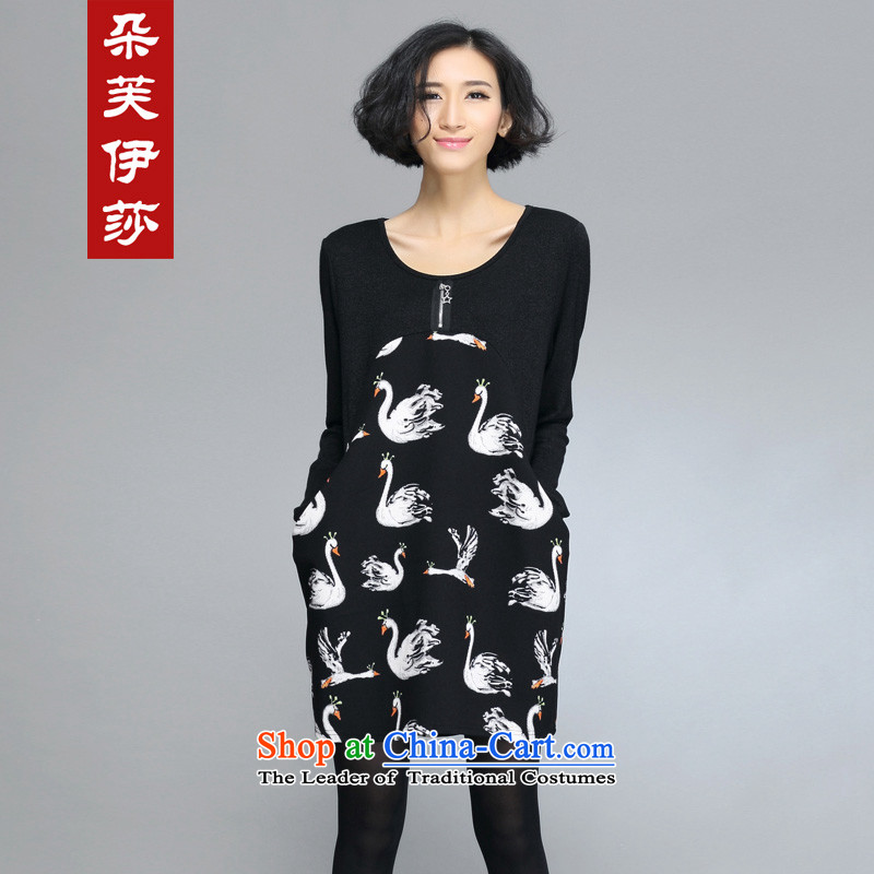 Flower to Isabelle spring 2015 the new fat mm to xl loose video thin temperament dress D1523 female black 3XL, flower to Isabelle (dufflsa) , , , shopping on the Internet