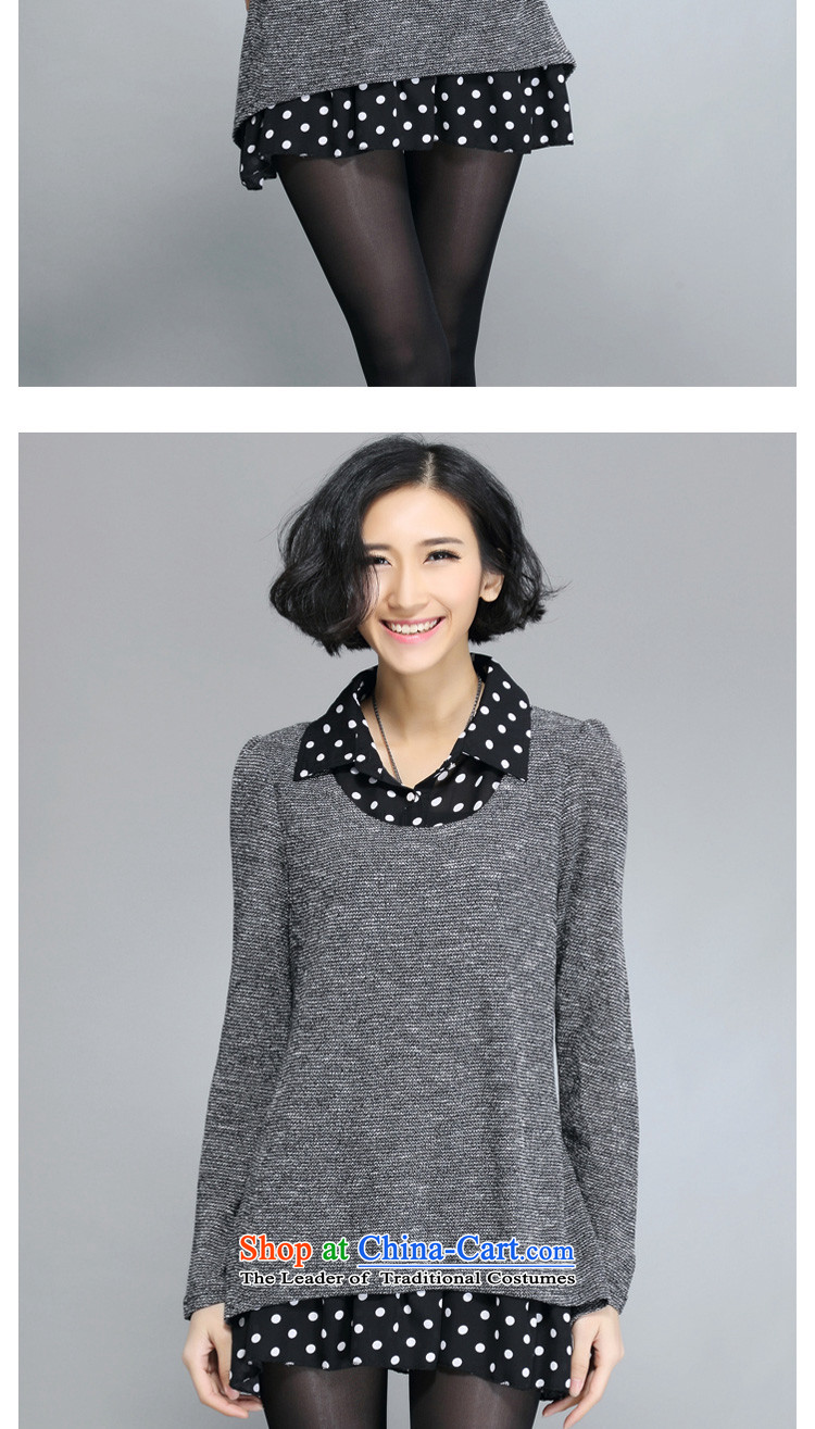 Flower to Isabelle Spring 2015 new larger female thick mm video thin shirt lapel leave two pieces of knitted dresses female D1525 gray XXL picture, prices, brand platters! The elections are supplied in the national character of distribution, so action, buy now enjoy more preferential! As soon as possible.