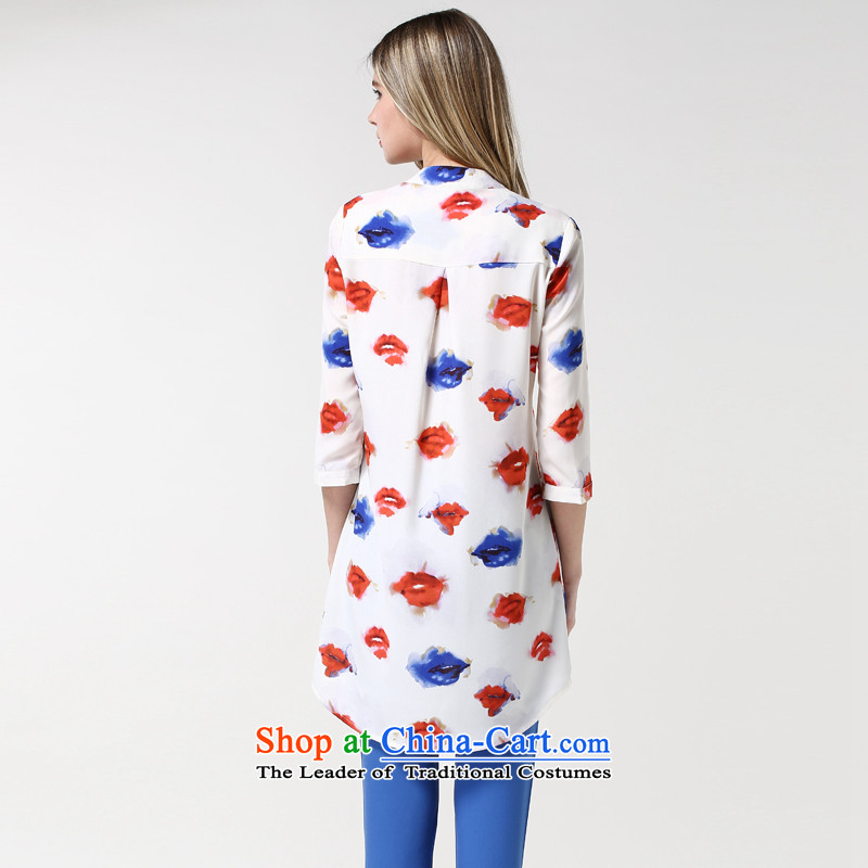Rui Mei to to increase women's code 2015 Autumn new liberal, Large Stamp 7 in long-sleeved shirt with white XXXXXL, 1880 to US (RIUMILVE rui) , , , shopping on the Internet