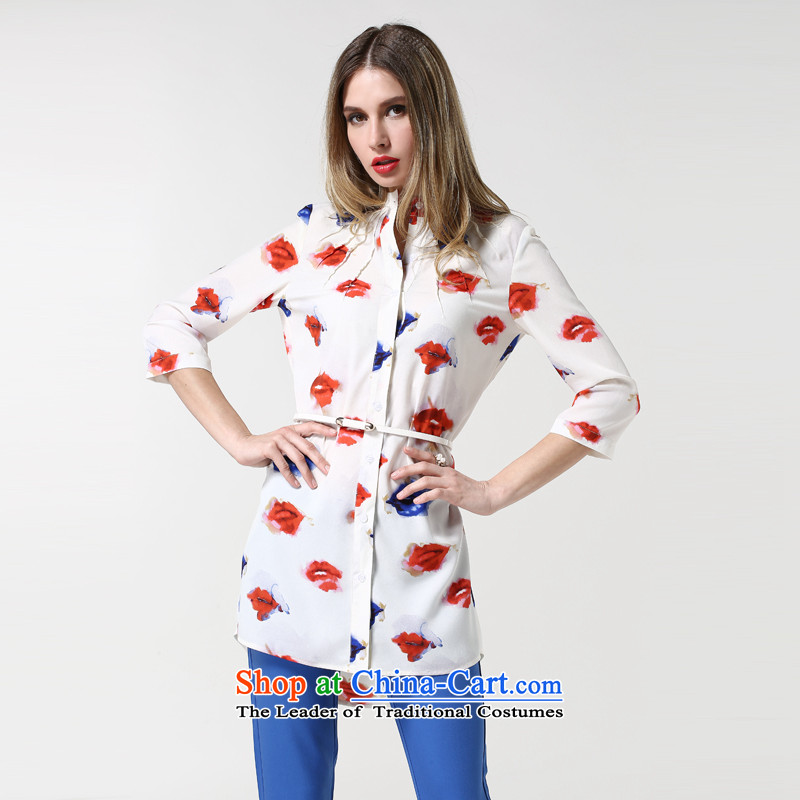 Rui Mei to to increase women's code 2015 Autumn new liberal, Large Stamp 7 in long-sleeved shirt with white XXXXXL, 1880 to US (RIUMILVE rui) , , , shopping on the Internet
