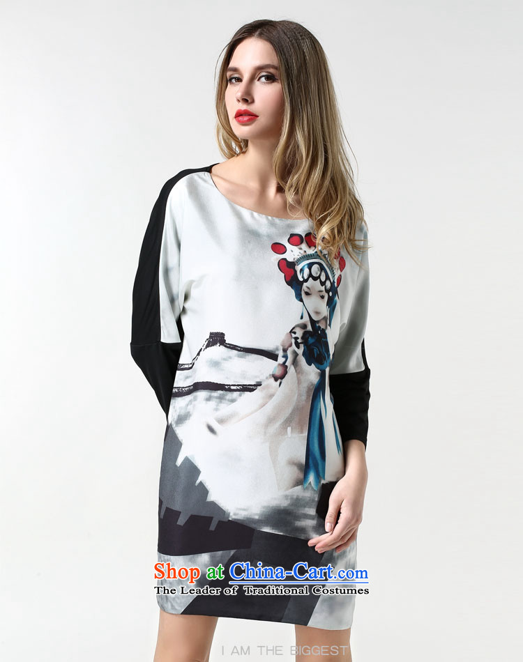 Rui Mei to spring 2015 new larger female thick, Hin thin knocked color stitching western style score of 9 stamp cuff casual dress 1889 white picture, prices, XXXXL brand platters! The elections are supplied in the national character of distribution, so action, buy now enjoy more preferential! As soon as possible.