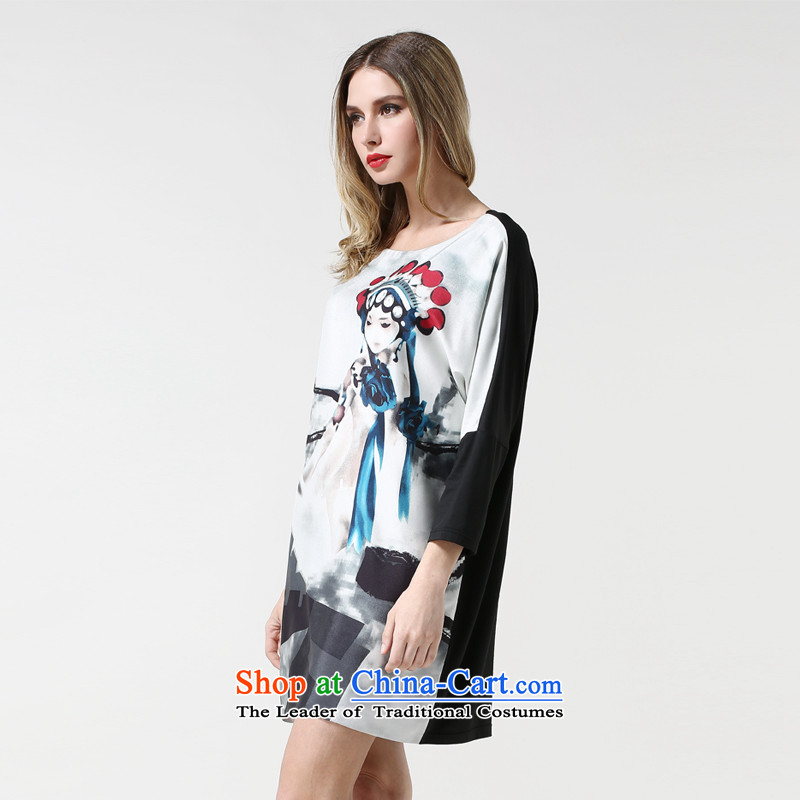 Rui Mei to spring 2015 new larger female thick, Hin thin knocked color stitching western style score of 9 stamp cuff casual dress 1889 White XXXXL, Rui Mei-RIUMILVE) , , , shopping on the Internet
