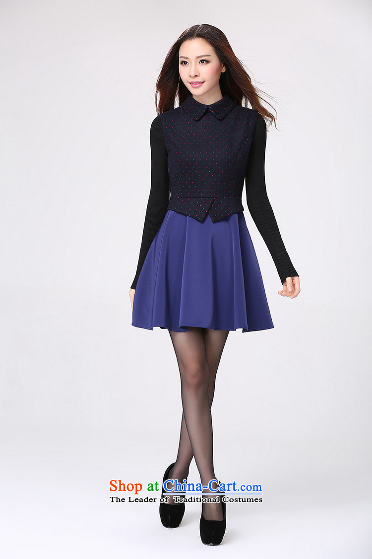 In the autumn of 2015 new products to increase long-sleeved blouses and stylish code OL lady commuter skirt thick mm Korean foutune graphics skinny lapel dresses blue 2XL 140-155 catty picture, prices, brand platters! The elections are supplied in the national character of distribution, so action, buy now enjoy more preferential! As soon as possible.