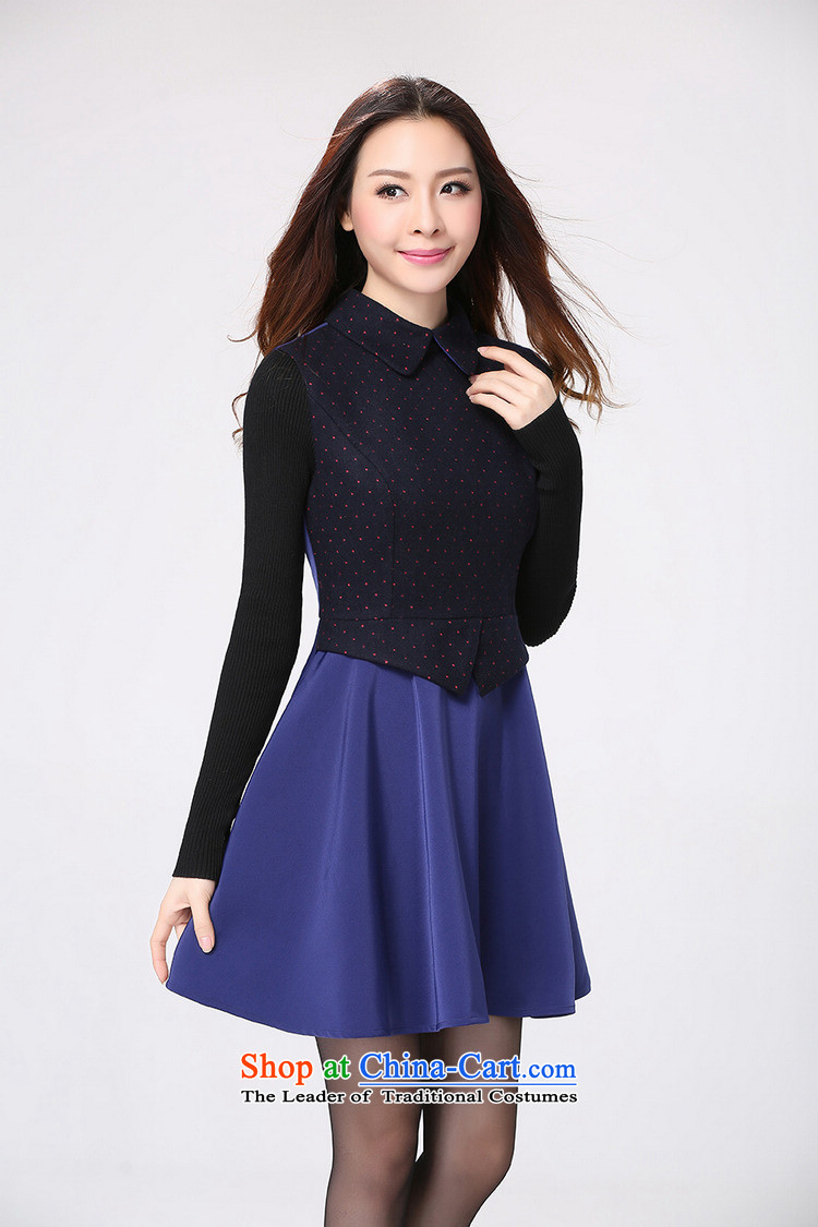 In the autumn of 2015 new products to increase long-sleeved blouses and stylish code OL lady commuter skirt thick mm Korean foutune graphics skinny lapel dresses blue 2XL 140-155 catty picture, prices, brand platters! The elections are supplied in the national character of distribution, so action, buy now enjoy more preferential! As soon as possible.