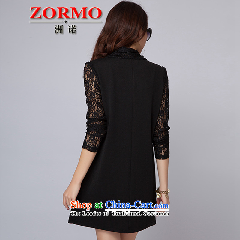  Large ZORMO women fall inside lace stitching long-sleeved dresses thick mm spring and autumn, forming the basis for larger apron skirt black XXXL 145-160 catty ,ZORMO,,, shopping on the Internet