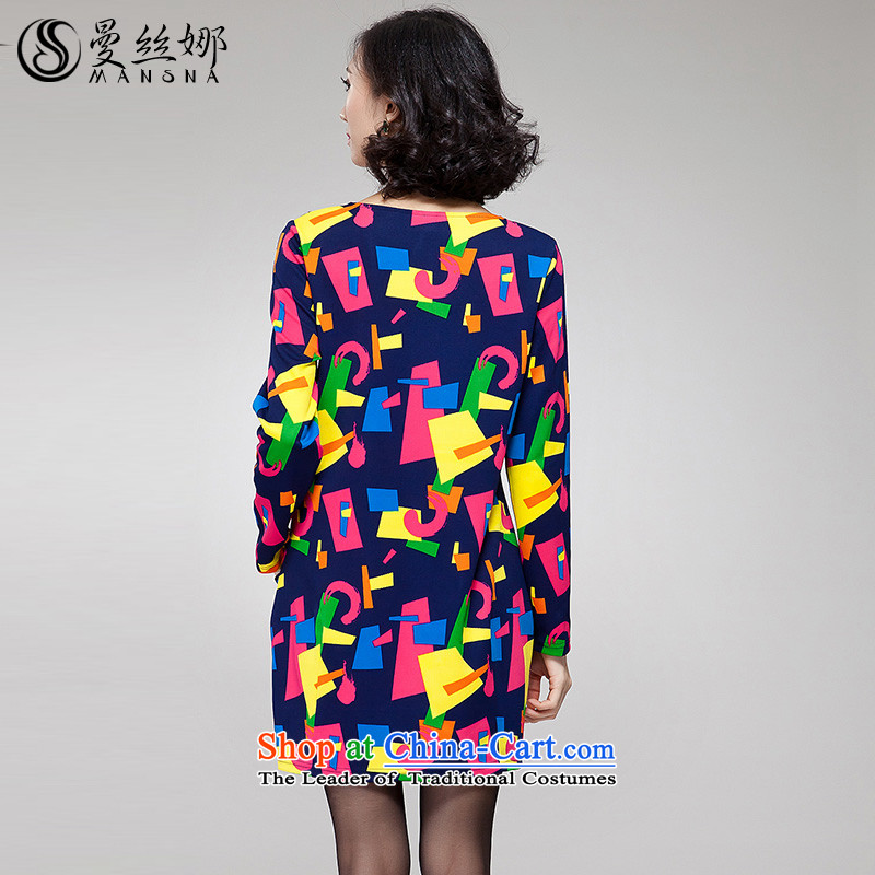 The population of the Cayman larger female thick mm autumn 2015 replacing thick version Korea sister thin colored stamp long-sleeved dresses map color 2XL, Cayman population of , , , shopping on the Internet