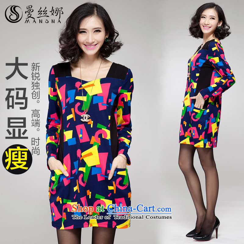 The population of the Cayman larger female thick mm autumn 2015 replacing thick version Korea sister thin colored stamp long-sleeved dresses map color 2XL, Cayman population of , , , shopping on the Internet