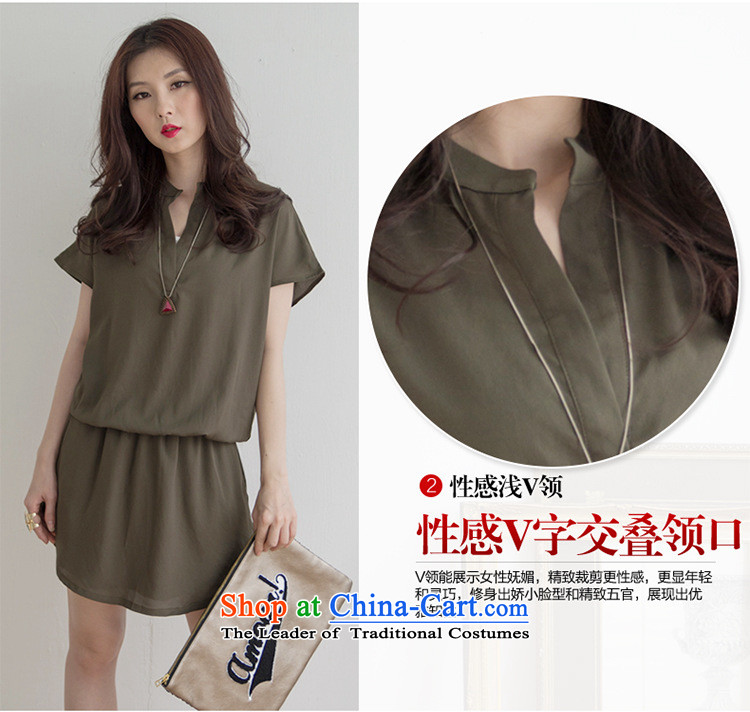 Missdonut2015 summer new to xl Women Korean loose video thin short-sleeved skirt wear skirts mm thick army green larger XL weight 140 catties recommendations - 160 catties picture, prices, brand platters! The elections are supplied in the national character of distribution, so action, buy now enjoy more preferential! As soon as possible.