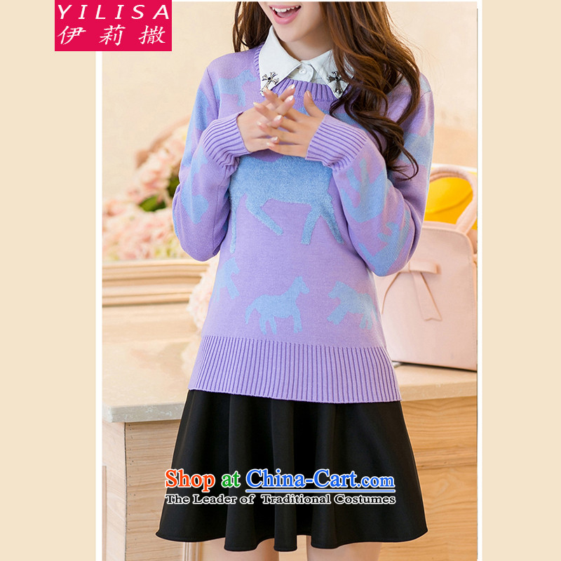 Ms Chu) maximum 2015 sub-code women sweater Fall/Winter Collections Korean sweet large Fat MM loose wild leisure wear t-shirt H2182 sweater violet XXXL, Elizabeth YILISA (sub-) , , , shopping on the Internet