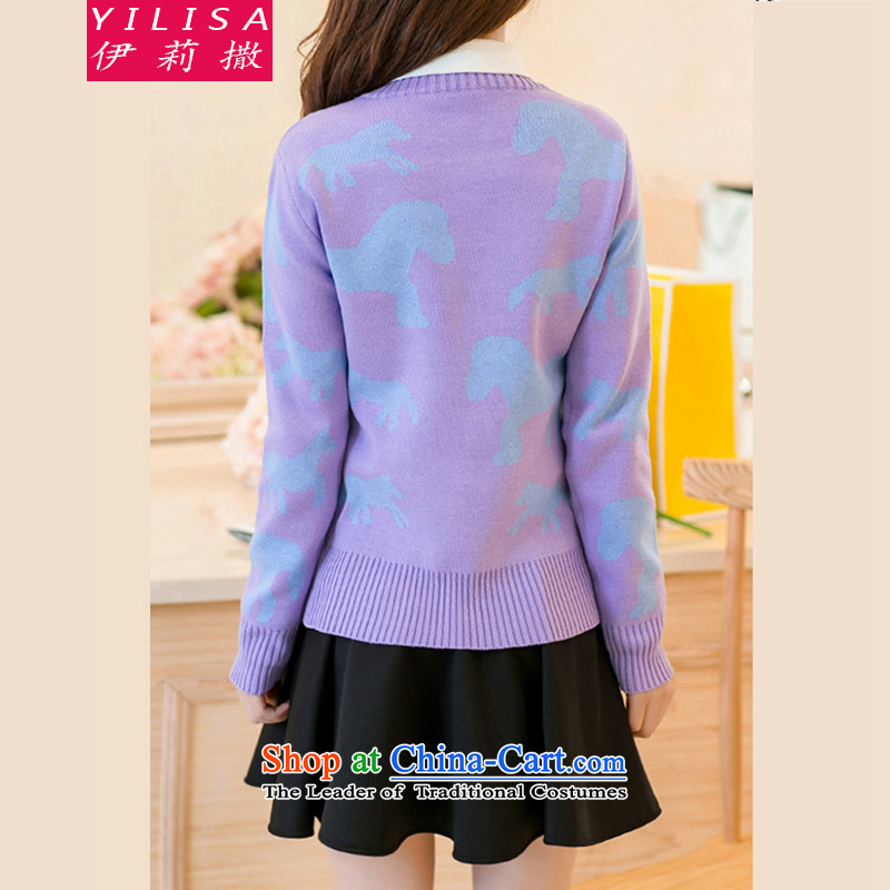Ms Chu) maximum 2015 sub-code women sweater Fall/Winter Collections Korean sweet large Fat MM loose wild leisure wear t-shirt H2182 sweater violet XXXL, Elizabeth YILISA (sub-) , , , shopping on the Internet