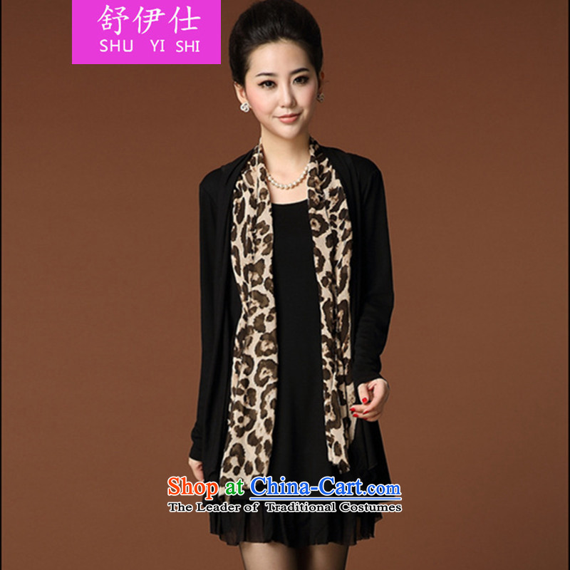 Schui Sze autumn and winter boutique aristocratic ladies in the leopard older larger relaxd dress OL under multi-tier leave two high-end nature of Sau San banquet dresses black XXL, schui see (shuyishi) , , , shopping on the Internet