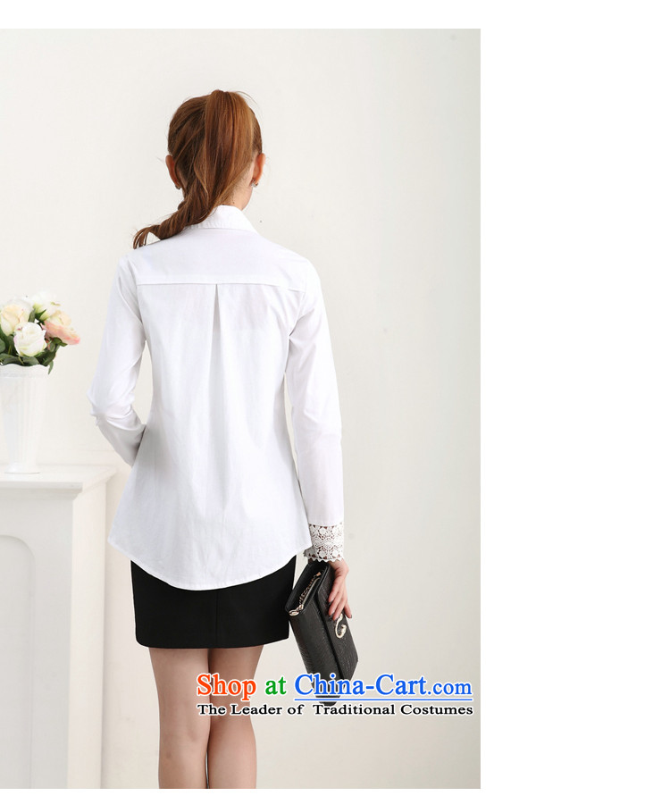 Jade Spring 2015 9Yi New Korean women's extra-thick mm loose white shirts in long sleeves shirt intensify lace white shirt L picture, prices, brand platters! The elections are supplied in the national character of distribution, so action, buy now enjoy more preferential! As soon as possible.