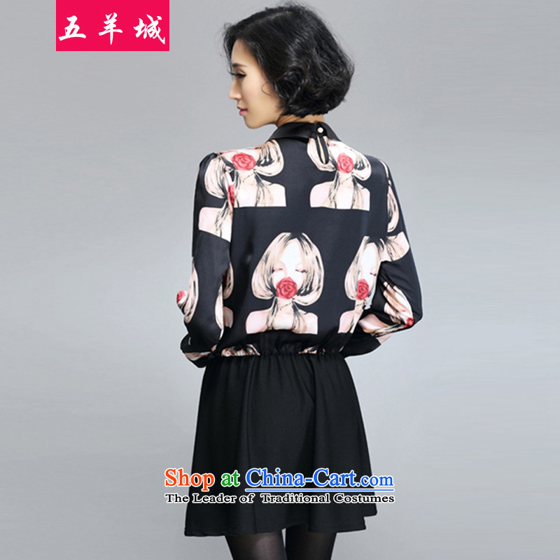 Five Rams City to increase women's code load new expertise autumn, Hin Thin women's thick mm thin skirts expertise graphics Sau San Mei Cartoon Foutune of dresses 173 Black XL recommendations 130-140, Five Rams City shopping on the Internet has been press
