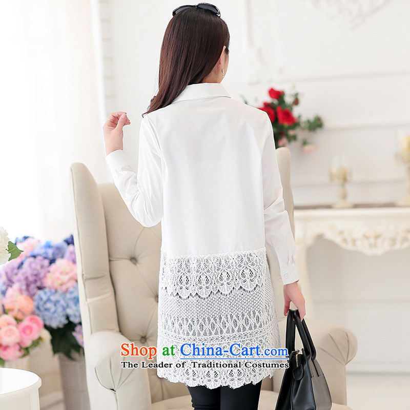 Maximum number of ladies spring 2015 the new Korean version of fat mm white short-sleeves T-shirt loose video appeared to intensify the skirt female white jade Yi Shu.... 5XL, shopping on the Internet