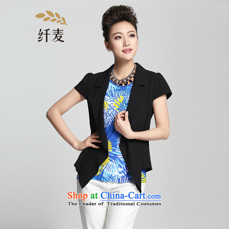The former Yugoslavia Migdal Code women 2015 Summer new stylish Korean mm thick short short-sleeved jacket?952045469_?Black?4XL