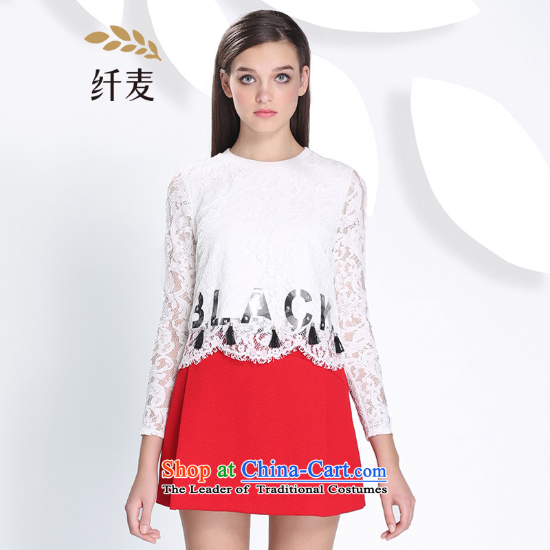 The former Yugoslavia Migdal code girls with new spring 2015 mm thick Korean version thin lace long-sleeved top female?white?3XL 651365131