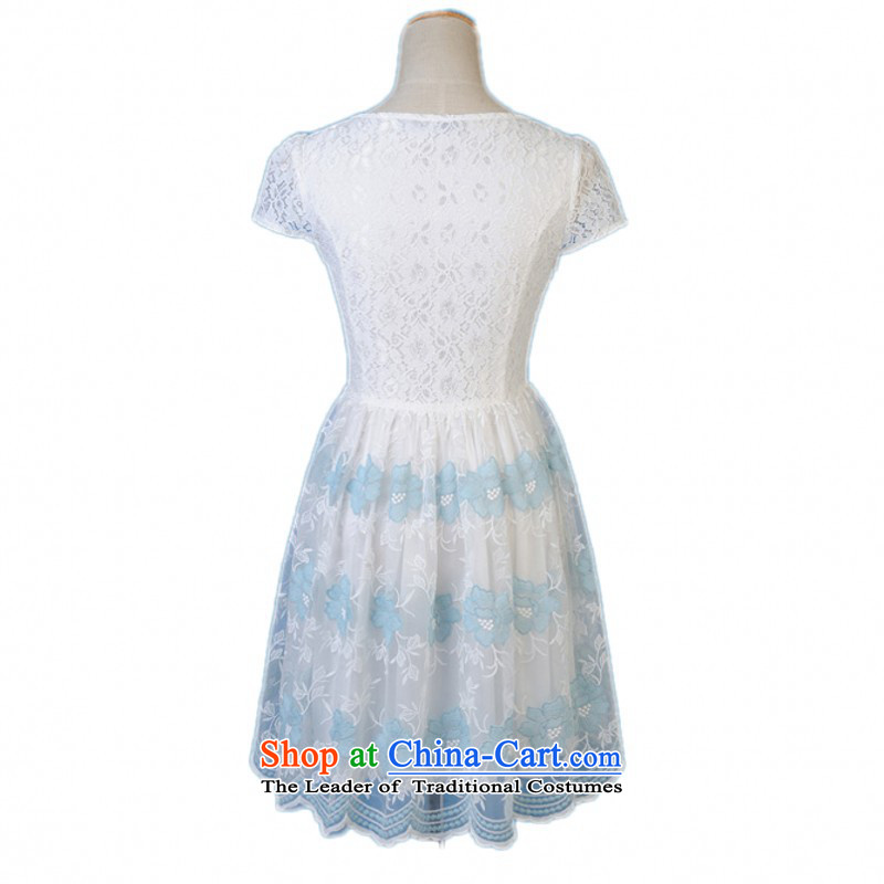 【 C.O.D. package mail as soon as possible the new 2015 spring/summer load lace elegant sweet dresses XL OL video thin short-sleeved rust spend a short skirt lady Skirt Style of Sau San please refer to the blue data option code is concerned, it is of the l