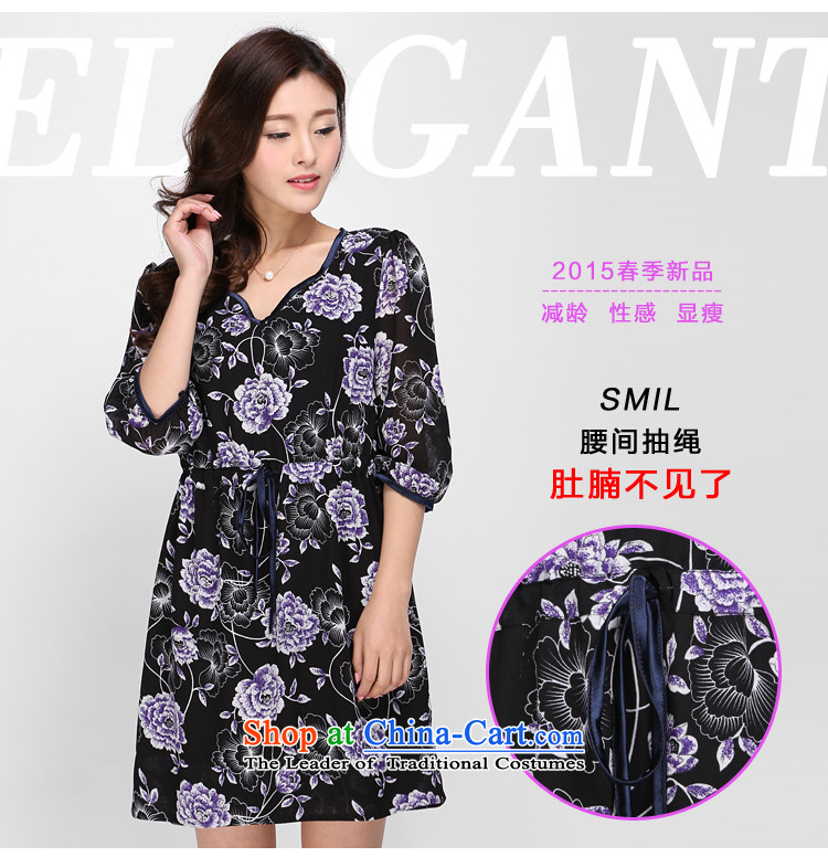 Shani flower, 2015 large female thick sister summer new V-Neck 7 Cuff Foutune of video thin ice woven dresses 0005 pattern 4XL spring and summer video picture new thin, prices, brand platters! The elections are supplied in the national character of distribution, so action, buy now enjoy more preferential! As soon as possible.