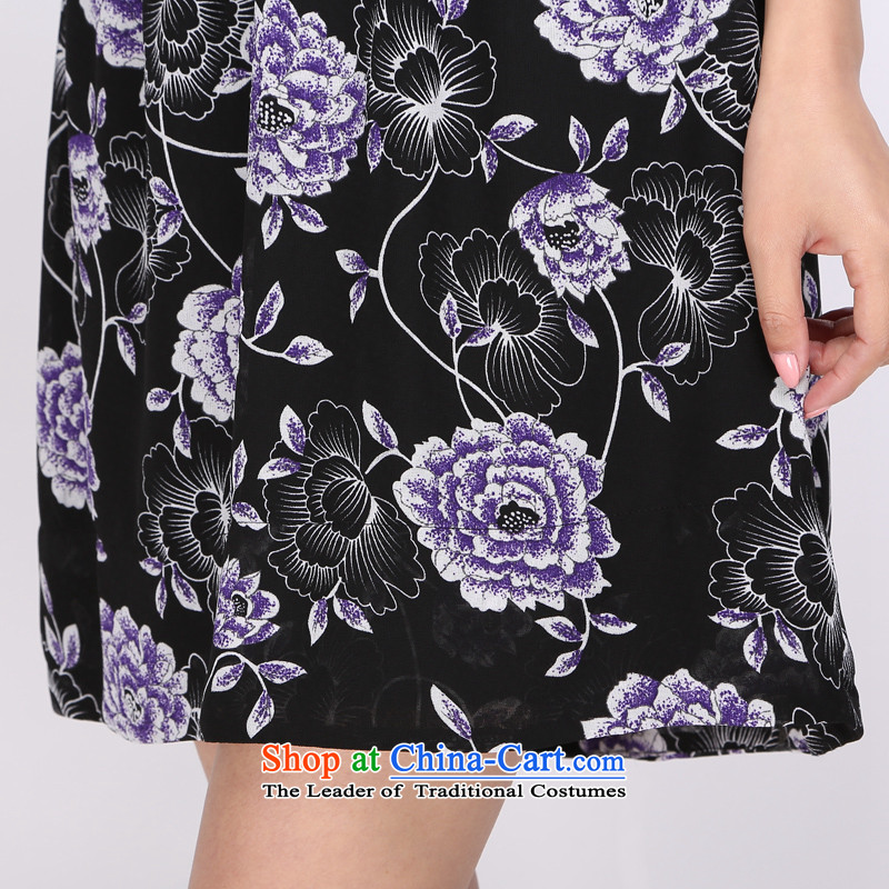 Shani flower, 2015 large female thick sister summer new V-Neck 7 Cuff Foutune of video thin ice woven dresses 0005 pattern 4XL spring and summer video new paragraph, thin shani flower sogni (D'oro) , , , shopping on the Internet