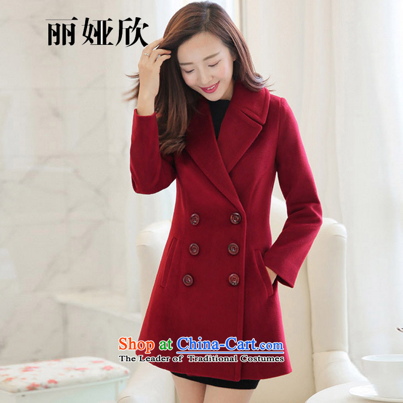 , Julia Yan 2015 Fall_Winter Collections new Korean citizenry Sau San Mao? coats that long thin coat jacket video? female9619wine redM