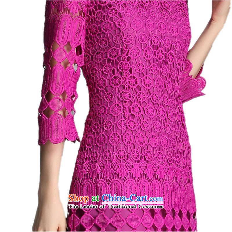 C.o.d. Package Mail thick mm xl dresses autumn 2015 new boxed temperament gentlewoman lace engraving flowers in cuff short skirt video thin skirts mauve XL about 130-140, land is of Yi , , , shopping on the Internet