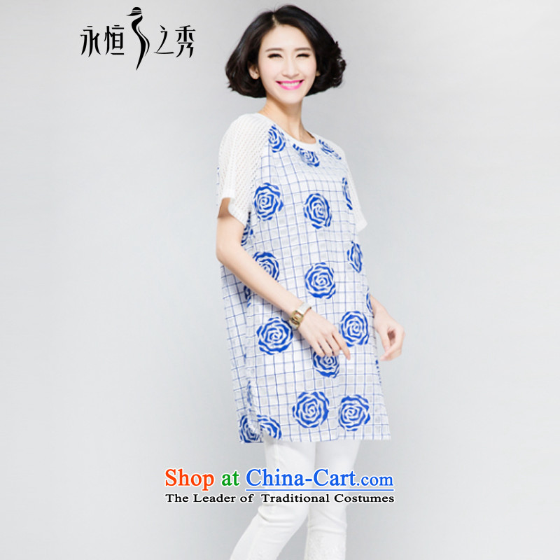 The Eternal Soo-To increase the number of women in the long summer 2015, t-shirts, Hin thick thin thick Korean version of the new SISTER rose blossoms relaxd stylish round-neck blue XL, eternal Soo , , , shopping on the Internet