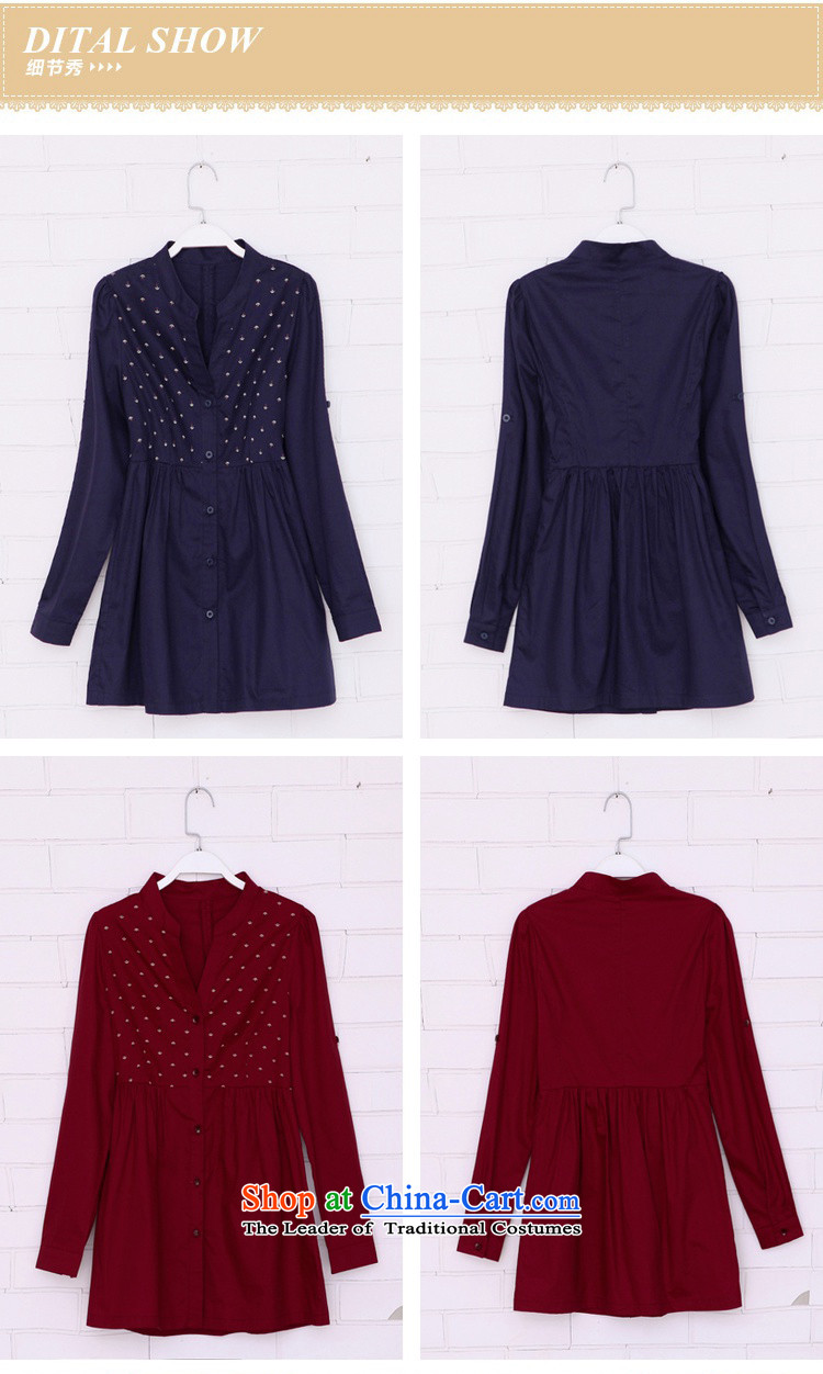 Connie Doi 2015 Autumn on large women to increase load autumn shirt  y6001 shirts blue 3XL picture, prices, brand platters! The elections are supplied in the national character of distribution, so action, buy now enjoy more preferential! As soon as possible.