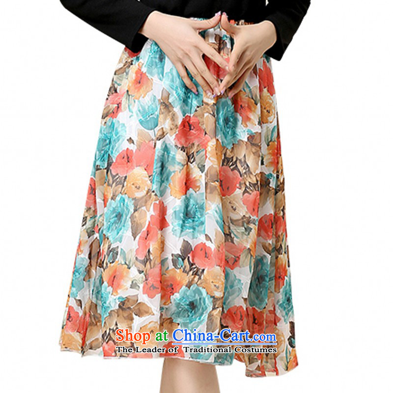 C.o.d. Package Mail 200 catties to intensify in the long skirt 2015 new fall inside the stamp foutune chiffon leisure resort beach skirt Black XL approximately 120-135, land is of Yi , , , shopping on the Internet