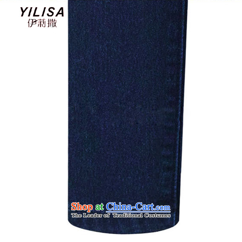 The new maximum code YILISA women Fall/Winter Collections thick MM autumn to replace loose elastic xl jeans elastic waist stitching jeans H6101 BLUE XXXL, Elizabeth YILISA (sub-) , , , shopping on the Internet