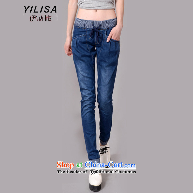 Elizabeth sub-to increase women's code load autumn new jeans thick MM Fall/Winter Collections Korean version is smart casual stitching Harun elastic jeans pants H2157 BLUE XXL, Elizabeth YILISA (sub-) , , , shopping on the Internet