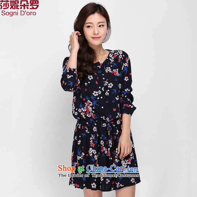 Luo Shani Flower Code women's dresses chiffon thick sister Summer 2015 Stamp graphics thin, skirts 1121?6XL_ pattern new product return _10 toll_